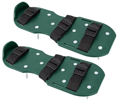 Generiska ventilationsskor för gräs – 1 par ventilationsskor för gräsmatta | Justerbar 2 x gårdslärare – trädgårdsskor, tillbehör i gården med tunga spikar, trädgårdsmaterial