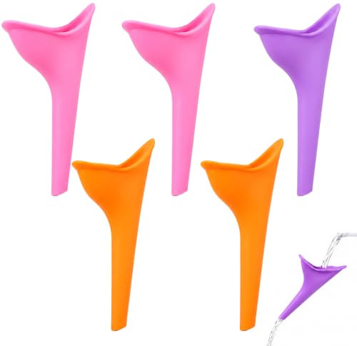 5 Pieces Urinella for Women, Portable Urinal, Female Urinal, Portable Silicone Funnel, Women Standing to Pee Funnel, Reusable, for Travel, Hiking, Camping, Car, Festival, Must Haves