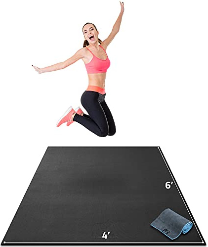 Gorilla Mats Large Exercise Mat – 6' x 4' x 1/4 – Ultra Durable Thick Workout Mat for Home Gym Flooring – Non-Slip, Flat, Fitness, Yoga & Weight Lifting Floor Mat – Shoe Friendly