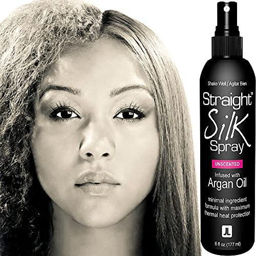 Straight Silk Spray with Moroccan Argan Oil Thermal Protector Spray | Hair Straightening & Detangler | Alcohol-Free | Heat Protectant up to 450°F | Flat-Iron | Blow-Dry | Unscented | MADE IN USA (6oz)