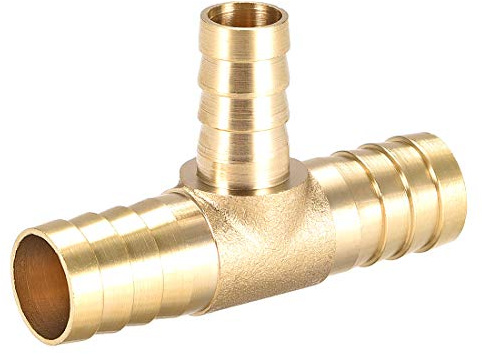 sourcing map Conector Manguera de Lengüeta de Latón 12mm x 16mm x12mm | 1 Piezas, Reductor de Latón en Forma de T, Reductor Manguera de 3 Vías, para Adaptador Manguera