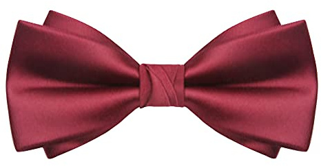 WANYING Nœud Papillon pour Homme Pré-noué avec Fermeture à Crochet Batwing Nœud papillon Réglable 12 × 6 cm - Uni Bordeaux