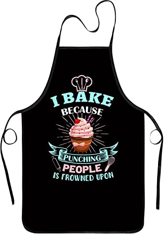 zukmvuh Funny Baking Aprons for Women, Baking Gifts for Women Apron, Cute Christmas Kitchen Apron for Baking Cooking Grilling I Baking Because People is Frowned Aprons Gifts