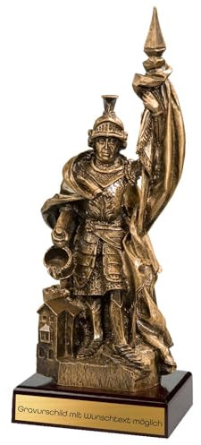 eberin – Feuerwehr-Pokal St. Florian 35 cm Trophäe Award Resinfigur Altgold personalisierbar mit Wunschgravur