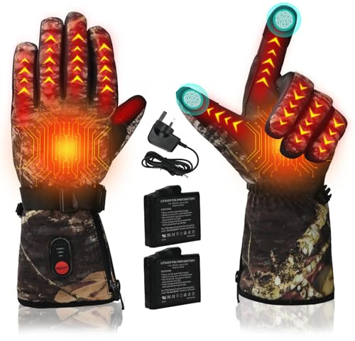 Lychee Guanti Riscaldati per Uomo Donna, Guanti da Sci Riscaldati Ricaricabili, Touch Screen, Riscaldamento Istantaneo, Scaldamani, Impermeabili, con Batteria da 7,4 V, 3000 mAh*2 per Sci in Moto (M)