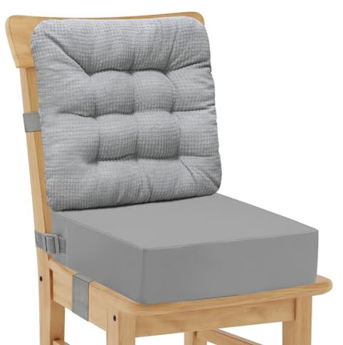 CAVWVTYU Sitzerhöhung Stuhl Waschbar - 2Pcs Dicken Kissen mit PU Wasserdicht Cord Pad, Rückenlehne Kissen, Einfache Reinigung Booster Sitz mit Anti-Rutsch-Boden