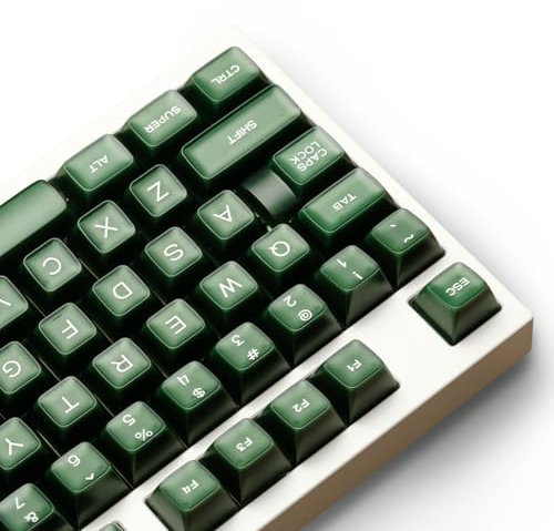 ULTRAEQUIP Emerald Jade Keycaps 142 Keys Double Shot PBT Keycaps RSA Profile, Translucent Green Shine Through, Custom Set for ISO ANSI 60, 75, 80, 95, 100% Mechanical Keyboard
