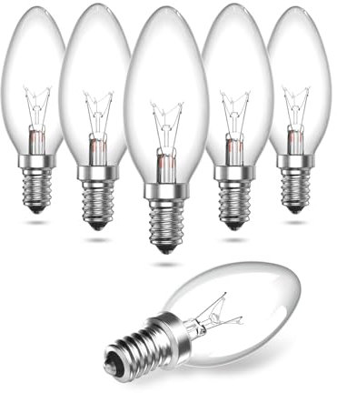 TobeBright E14 Halogen 42W Kerzenlampen Glühbirne Dimmbar Warmweiß 2400K-2600K E14 Small Edison Screw C35 Vintage Dekorative Kerzen Lampe 220V für Kronleuchter, Deckenleuchten 6 Stück