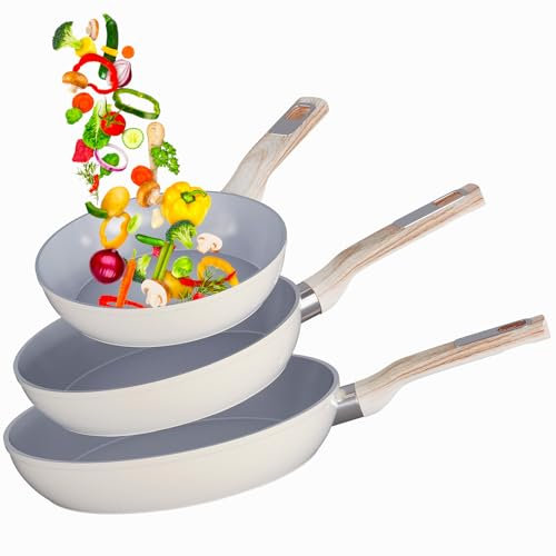 HOMELUX Pfannenset Pfanne Ø20/24/28cm,3TLG Bratpfanne Pfannen,Pfanne Induktion mit Keramik-Antihaftbeschichtung,geeignet für alle Herdarten
