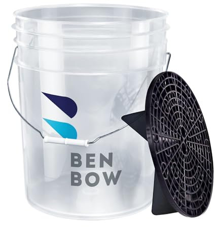 BenBow - Seau de Lavage avec Tamis à saleté - 20 l - Transparent - Robuste, Durable et idéal pour Le Lavage Professionnel à la Main et Les Applications en Voiture Atelier, facilite Le Nettoyage
