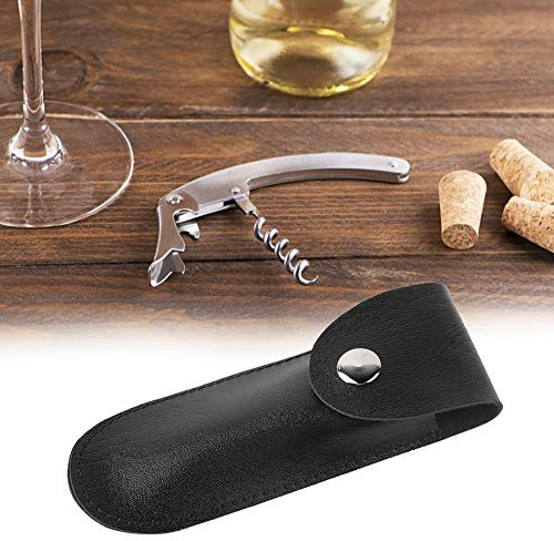 Dioche Black LeatBolsa de Almacenamiento de Cuero con Abridor de Botellas Pequeña, Juego de Cuchillos de Vino de Charol, Juego de Vino Exquisito, Bolsa de PU (BLACK)