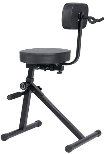 Vhffoso Taburete de guitarra con respaldo regulable en altura y colgador para guitarra acústica y bajo