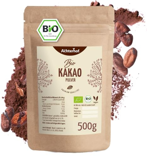 Kakao Pulver Bio 500g | Kakao-Pulver mit feinstem Aroma | naturbelassen und nicht alkalisiert | vom Achterhof