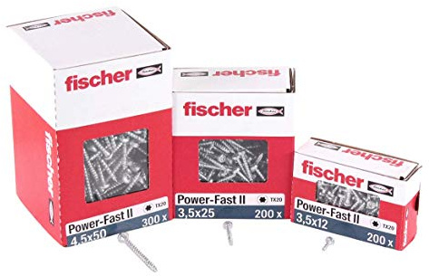 fischer PowerFast II PTF 3.5x30 - Vite per truciolare, filettatura completa, testa di pane con stella interna, vite per carpenteria, riduce la resistenza all'avvitamento e la resistenza