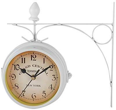 Haofy Orologio Da Parete Retrò Bifacciale Orologi Da Appendere in Ferro, Orologio Artistico per Interni Giardino Esterno Decorazione Domestica Matrimoni Silenziosi Anniversari