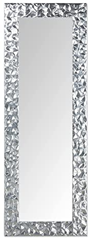 MO.WA Spiegel Wandspiegel Silber Ganzkörperspiegel 52x147 Blattsilber, Lehnspiegel Modern, Dekospiegel, hängender Spiegel Holzrahmen