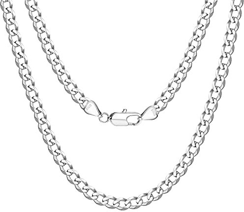 JeweBella Kette Herren Damen 925 Sterling Silber Chain Halskette 3.5MM Breit Panzerkette Herren Länge 40/45/50/55/60/65/70/75CM
