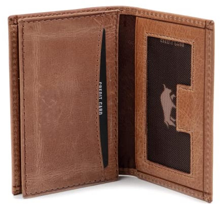 Solo Pelle Visitenkartenetui Leder - Platz für 50 Karten + Mini Geldbörse - 3 Fächer - Visitenkarten Etuis - Geschenk für Damen & Herren in Camelbraun