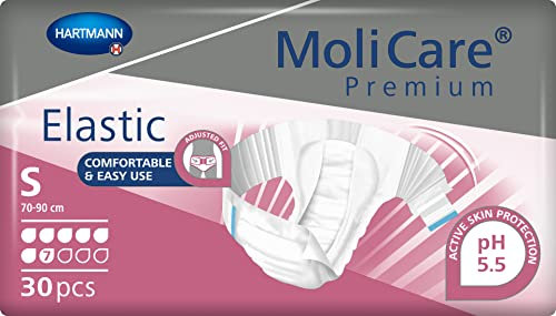 MoliCare Premium Elastic Unisex Einweg-Slip: diskrete Anwendung für Frauen und Männer mit Inkontinenz; 7 Tropfen, Größe S, 30 Stück