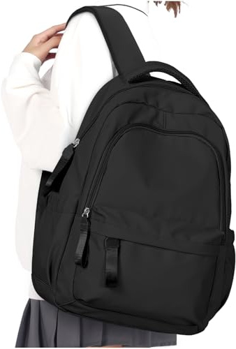 WEPLAN Mochilas Escolares Adolescentes Mochila Instituto Chica Chico Mochila Escolar Niña Niño Mochila Universidad Casual Mujer Hombre Mochila Portatil 14 Pulgadas para Viaje Trabajo,Negro