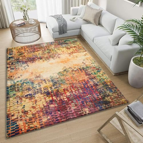 Imperial Rooms Washable Rugs Living Room Small 60x110 cm – Soft Short Pile Area Rugs For Bedroom, Kitchen Non Slip Carpet Bedside Rug Traditional Multicolored Design Vintage Boho Cashmere Rug, Vibrant