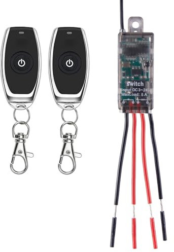 dstfuy 12v schalter mit fernbedienung, kabelloser Lichtschalter DC 5V/12V/24V/5A Mini Relais Wireless Lichtschalter Fernbedienung 164FT Langstrecken,f¨¹r Deckenleuchten, LED Streifen, Alarmglocke.