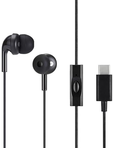 Amazon Basics Alámbrico Auriculares intraurales USB-C con cable y micrófono, Talla única, negro