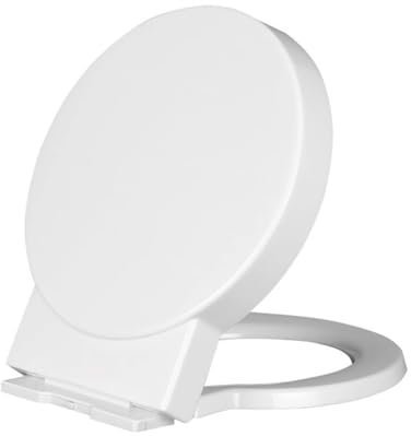 Asiento de inodoro redondo blanco de cierre suave con fijación superior, fácil de limpiar, tapa de inodoro resistente en forma de O, tamaño estándar