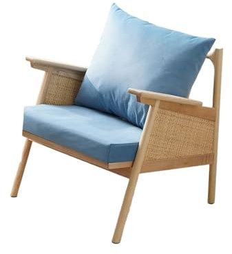 Fauteuil d'appoint en rotin Chaise de lecture en rotin – Canapé en osier en bois et rotin de style japonais for petits espaces – Chaise longue confortable en rotin for salon, chambre ou balcon Fauteui