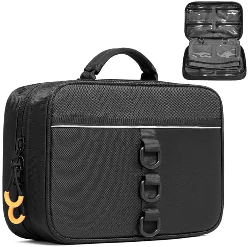 FRETHIND Angeltasche Köderbox mit 8 Innenfächern & 3 Außentaschen - wasserdichte Tackle Box für Köder, Haken, Schnur (33x22x9cm, Schwarz) - Leicht & Kompakt für Boot & Teich - Schwarz