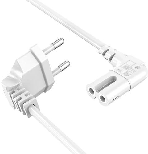 TECHZOCO Cable alimentación IEC-320 C7 acodado, Cable Alimentación Tipo C Euro, Sección 0.75 mm², Compatible con Samsung, Philips, LG Sony Sharp Panasonic LED TV Sky, Sky High Tech TV PS4, 2 Metros