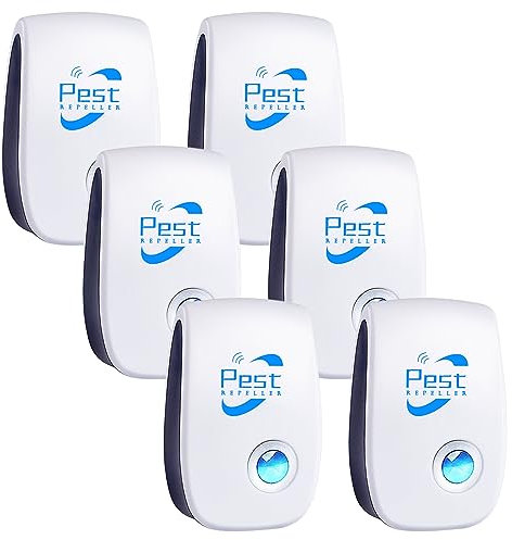 Ultraschall Schädlingsbekämpfer 6 Stück, Insektenschutzmittel Moskitoschutz Innenräumen Pest Repeller, Schädlingsbekämpfung Insekt gegen Moskito, Kakerlake, Mäuse, Spinnen, Fliegen