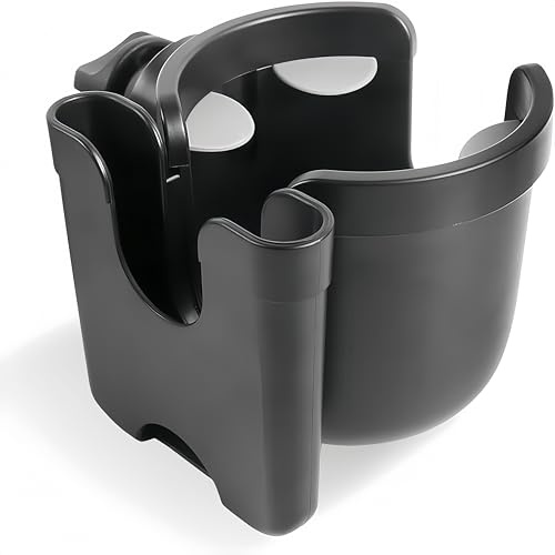 Portabicchier per Passeggino Universale con Supporto per Telefono, Accessori per Passeggino 2-in-1 con Rotazione a 360°, Supporto Regolabile per Bevande per Passeggino, Sedia a Rotelle, Deambulatore