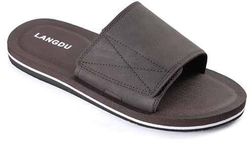 LANGDU Claquette Hommes Piscine Confortable Sandales,Marron 50,42EU