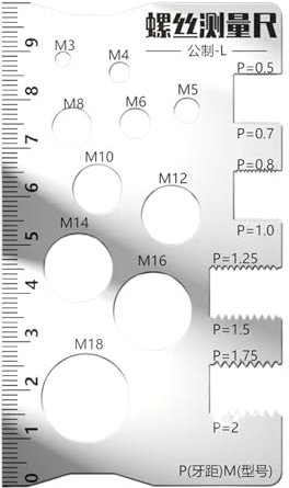 Zwpontia 3 Pieces 10x5cm Precisions Screw Gauges Accurate Measurement Tool Steel Screw Measuring Card Stainless Steel Portable Size Measuring