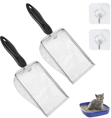 Thapncow 2 Piezas Cuchara de Arena para Gatos 3,8 mm， Pala Arena para Gatos con Soporte, Gatos Pala para Arena de Gatos Pala Arena Gatos para Todo Tipo de Arena para Gatos