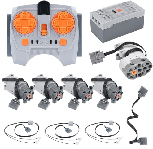 Motor Power Function Kit Binghe Set di 11 Motore Elettrico Giocattolo con L Motor, Telecomando 2,4 GHz, Scatola della Batteria, Cavo di Estensione, Cavo luminoso a LED con molti modelli