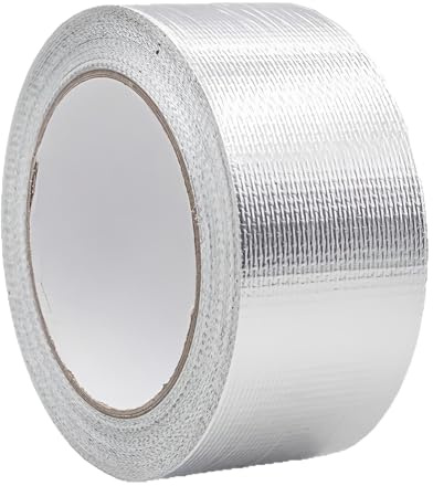 JiangZShangM Ruban adhésif en Aluminium Renforcé 5 cm x 20 m, Aluminium Haute Température, Résistant à la Chaleur, Imperméable, Isolant Thermique et Étanchéité pour Réparation de Surfaces Métalliques
