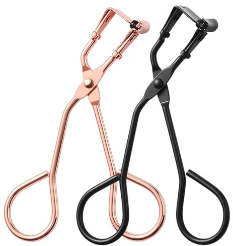 Juego de 2 Rizadores de Pestañas (Negro + Rosa Dorado) - Con Almohadillas de Silicona Suaves, Para Un Rizado Duradero y Natural