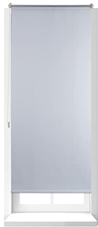 Relaxdays Estor Opaco Enrollable sin Taladrar, Tela-Aluminio, Ancho Tejido 66 cm, 70 x 160 cm, Blanco