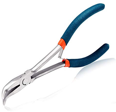 SPEEDWOX Gebogene Spitzzange mit langer Reichweite 6 45 Grad gebogen Mini-Schnalle glatte konische Backen Präzisions-feine Zange für beengte Bereiche hohe Hebelwirkung Schmuckherstellung Handwerk