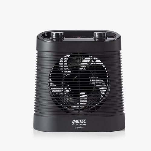 Imetec Silent Power Comfort, termoventilatore silenzioso e compatto, stufetta elettrica, 2100 w, 4 funzioni, termostato ambiente e di sicurezza, funzione antigelo, maniglia