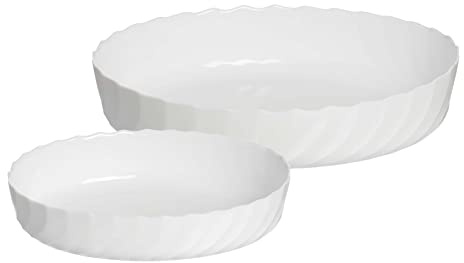 Ritzenhoff & Breker Ofenformen Set Trianon 2-teilig, Ovales, 32x24 cm & 22x16 cm, Auflaufform aus Opalglas, Weiß & Modern, Hitzebeständige Backform, Spülmaschinenfestes Hartglasgeschirr