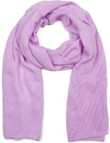 styleBREAKER Damen Schal fein gekreppt | Leichter Plissee-Schal für stilvolle Looks | Elegantes Halstuch mit fließenden Falten | Modisch Vielseitig & Angenehm weich | 96 x 192 cm, Farbe:Flieder