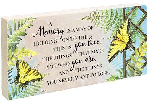 Carson Gedenkstein für den Garten mit der Aufschrift A Memory is A Way..., Gedenkstein für den Garten, Farn-Gedenkstein als Trauergeschenk, Gedenkgeschenk für den Friedhof, Marmorpflaster, 33 cm