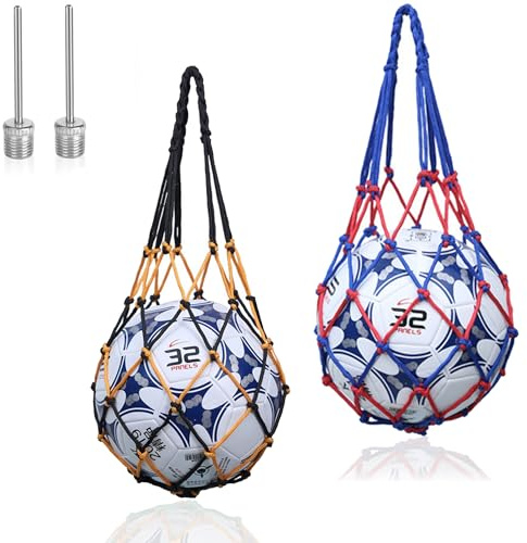 Yzmmxz 2 Pcs Sacchi A Rete Per Palloni, Rete Per Palloni, Con 2 Aghi Gonfiabili D'Argento, Sacca Palloni Calcio, Per Il Trasporto Di Palloni Da Basket, Palloni Da Pallavolo(Due Colori)
