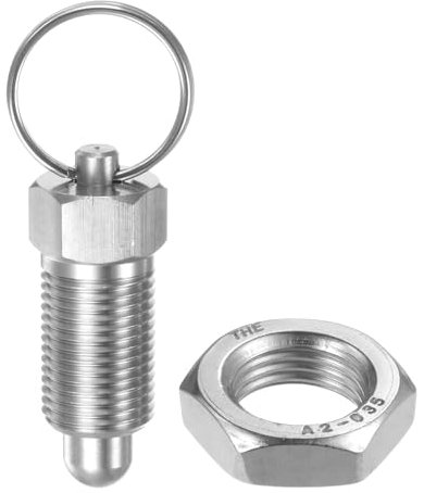 QUARKZMAN Pasador de Resorte con Anillo de Tracción Rosca M16*1.5 Longitud de 0.96 Diámetro de Pasador de 10 Mm Cabeza Redonda de Acero Inoxidable Pasador Retráctil No Bloqueable