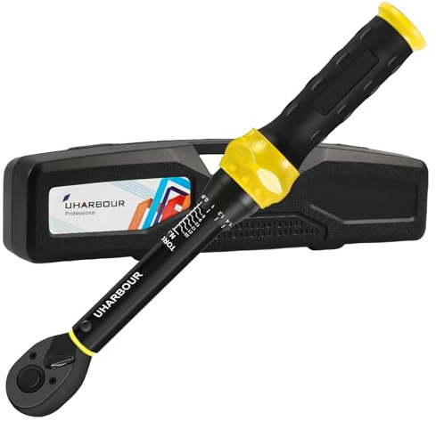 Uharbour Clé Dynamométrique 1/4 Pouce 3-25 Nm, Clé Dynamométrique Vélo avec Cliquet Bidirectionnel 72 Dents, Micro-réglage 0,1 Nm, Précision ±3% et Certificat d'Étalonnage
