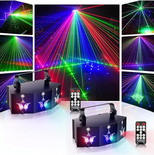 Luz de discoteca, 2 luces DMX con 9 lentes LED RGB, proyector de DJ con efecto estroboscópico controlado por sonido, adecuado para fiestas, clubes, bodas, bares, cumpleaños