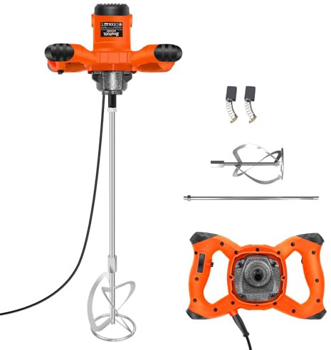 VickyHome 2600W Cement Mixer Paddle Mixer, 6 Variable Speed Paint Mixer Plastering Tools, 1700 U/Min Plaster Mixer, M14 Stirring Tool, 1.5M Long Cable